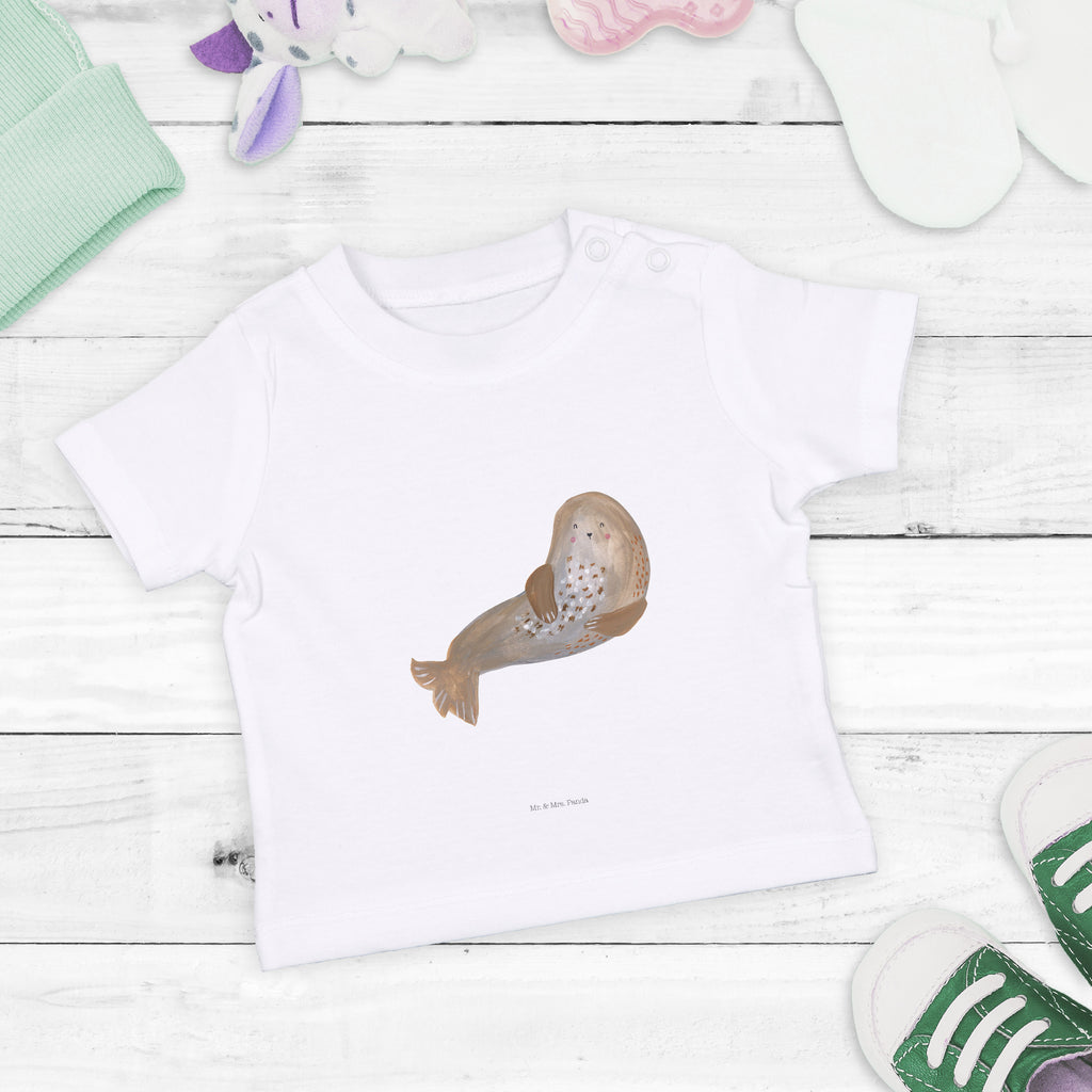 Baby T-Shirt Robbe lachend Robbe, Robben, Seehund, Strand, Meerestier, Ostsee, Nordsee Mädchen,Jungen,Unisex,Motiv,Baby T-Shirt,Kurzarm  süße Tiermotive, gute Laune, lustige Sprüche, Tiere