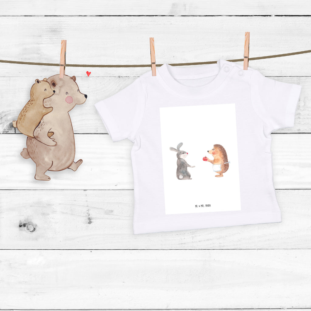 Baby T-Shirt Liebe ist nie ohne Schmerz Igel und Hase, Igel, Hase, Liebe Spruch, Liebeskummer Geschenk, Herzschmerz, Trösten, Trennungsschmerz, Spruch romantisch Mädchen,Jungen,Unisex,Motiv,Baby T-Shirt,Kurzarm  süße Tiermotive, gute Laune, lustige Sprüche, Tiere