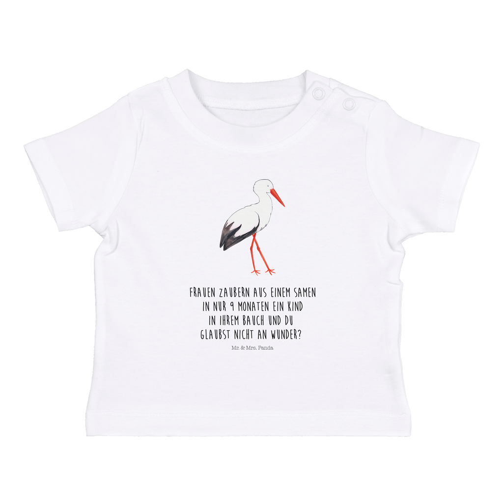 Baby T-Shirt Storch Storch, Störche, Schwangerschaft, Geburt, Mutter, Mütter, Mutter werden, Schwanger, Babybauch, Baby	 Mädchen,Jungen,Unisex,Motiv,Baby T-Shirt,Kurzarm  süße Tiermotive, gute Laune, lustige Sprüche, Tiere