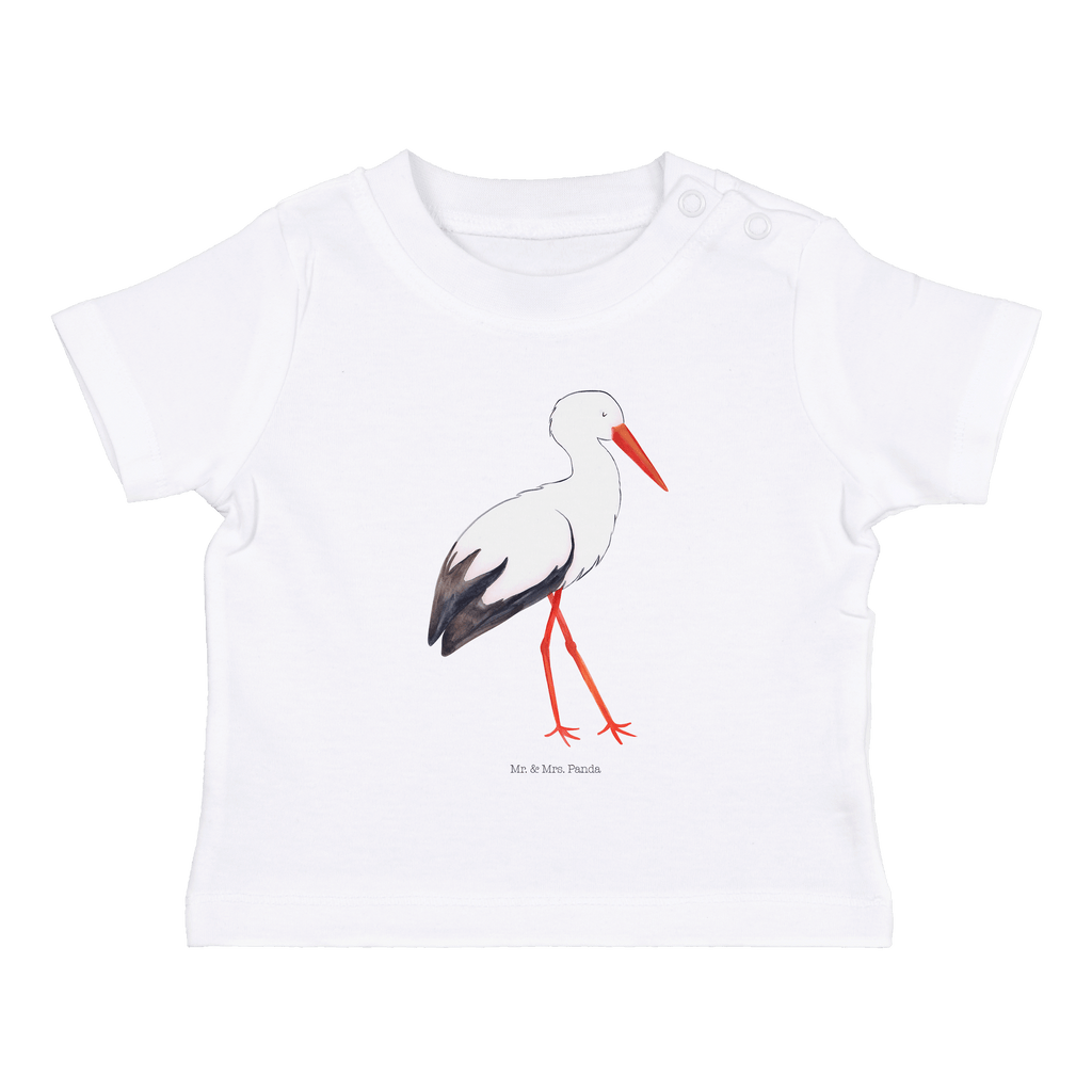 Baby T-Shirt Storch Storch, Störche, Schwangerschaft, Geburt, Mutter, Mütter, Mutter werden, Schwanger, Babybauch, Baby	 Mädchen,Jungen,Unisex,Motiv,Baby T-Shirt,Kurzarm  süße Tiermotive, gute Laune, lustige Sprüche, Tiere