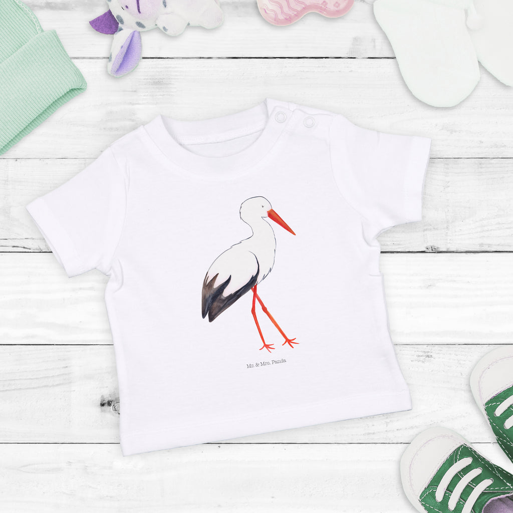 Baby T-Shirt Storch Storch, Störche, Schwangerschaft, Geburt, Mutter, Mütter, Mutter werden, Schwanger, Babybauch, Baby	 Mädchen,Jungen,Unisex,Motiv,Baby T-Shirt,Kurzarm  süße Tiermotive, gute Laune, lustige Sprüche, Tiere
