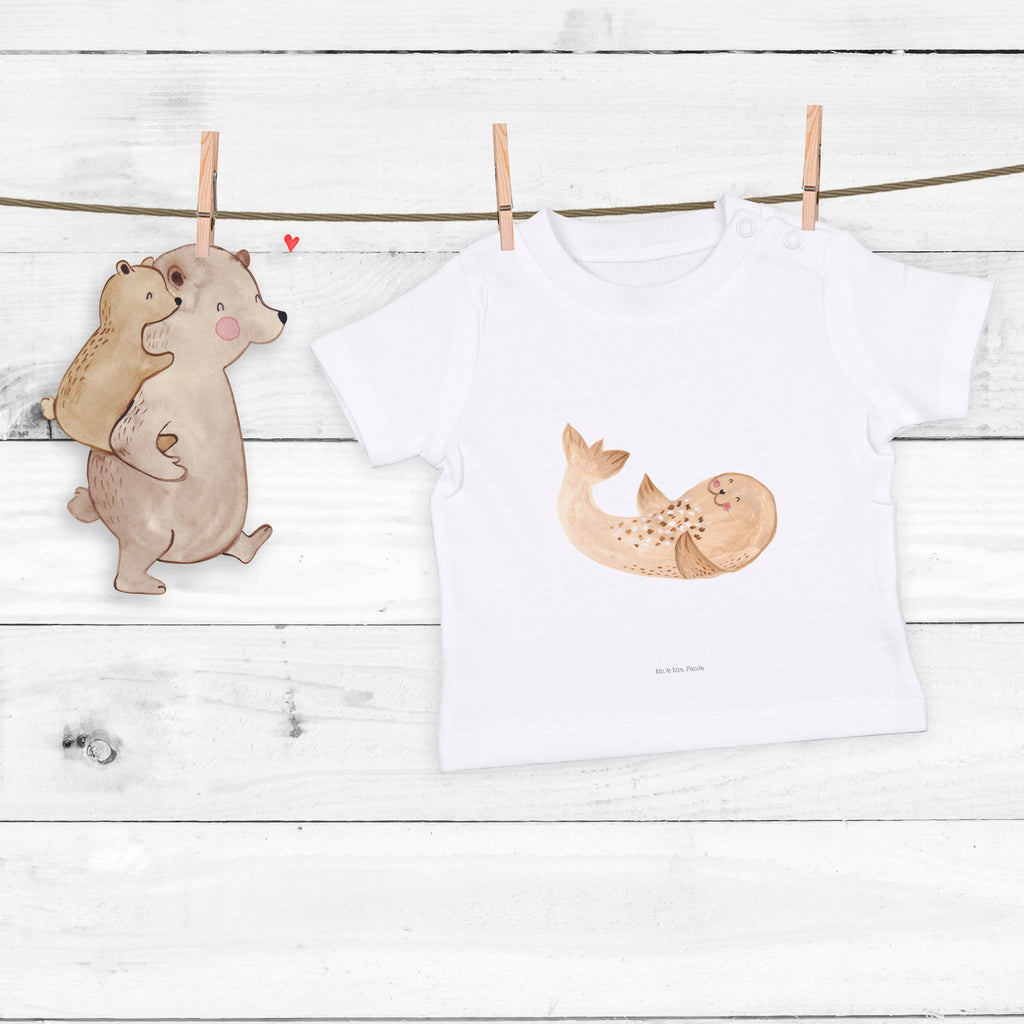 Baby T-Shirt Robbe liegend Robbe, Robben, Seehund, Strand, Meerestier, Ostsee, Nordsee, Lachen, Freude Mädchen,Jungen,Unisex,Motiv,Baby T-Shirt,Kurzarm  süße Tiermotive, gute Laune, lustige Sprüche, Tiere