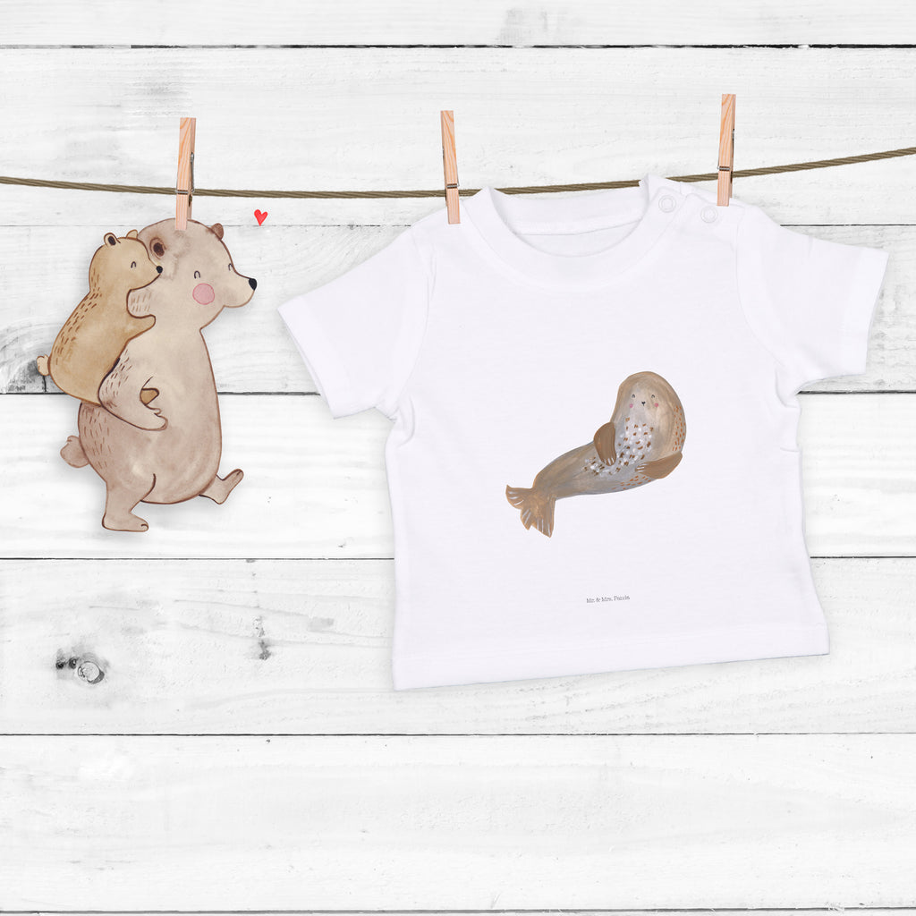 Baby T-Shirt Robbe lachend Robbe, Robben, Seehund, Strand, Meerestier, Ostsee, Nordsee Mädchen,Jungen,Unisex,Motiv,Baby T-Shirt,Kurzarm  süße Tiermotive, gute Laune, lustige Sprüche, Tiere
