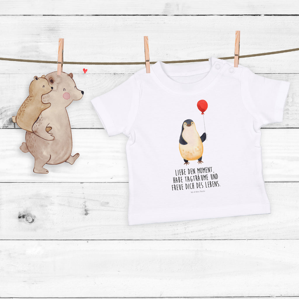 Baby T-Shirt Pinguin Luftballon Pinguin, Pinguine, Luftballon, Tagträume, Lebenslust, Geschenk Freundin, Geschenkidee, beste Freundin, Motivation, Neustart, neues Leben, Liebe, Glück Mädchen,Jungen,Unisex,Motiv,Baby T-Shirt,Kurzarm  Pinguin