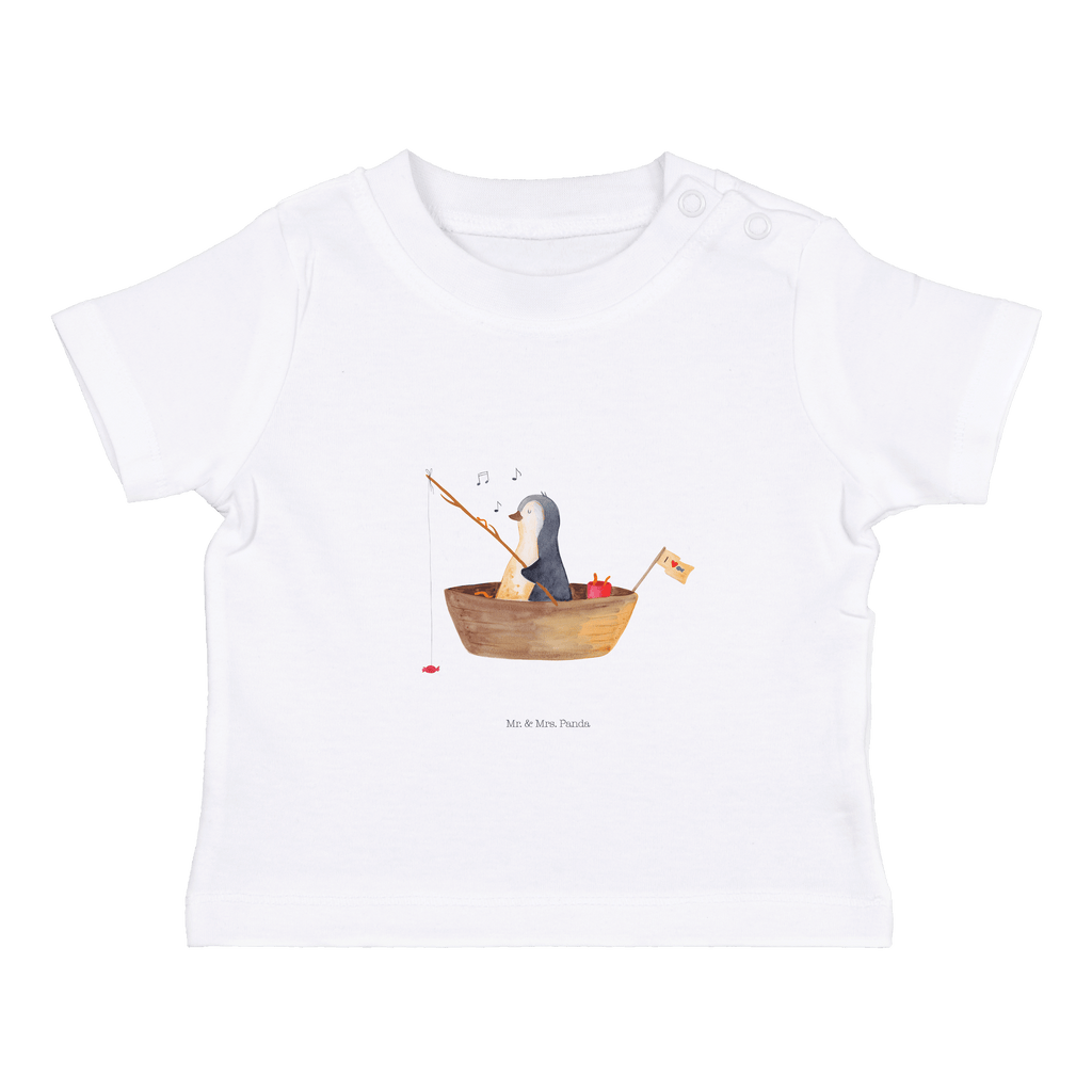 Baby T-Shirt Pinguin Angelboot Pinguin, Pinguine, Angeln, Boot, Angelboot, Lebenslust, Leben, genießen, Motivation, Neustart, Neuanfang, Trennung, Scheidung, Geschenkidee Liebeskummer,	 Mädchen,Jungen,Unisex,Motiv,Baby T-Shirt,Kurzarm  Pinguin