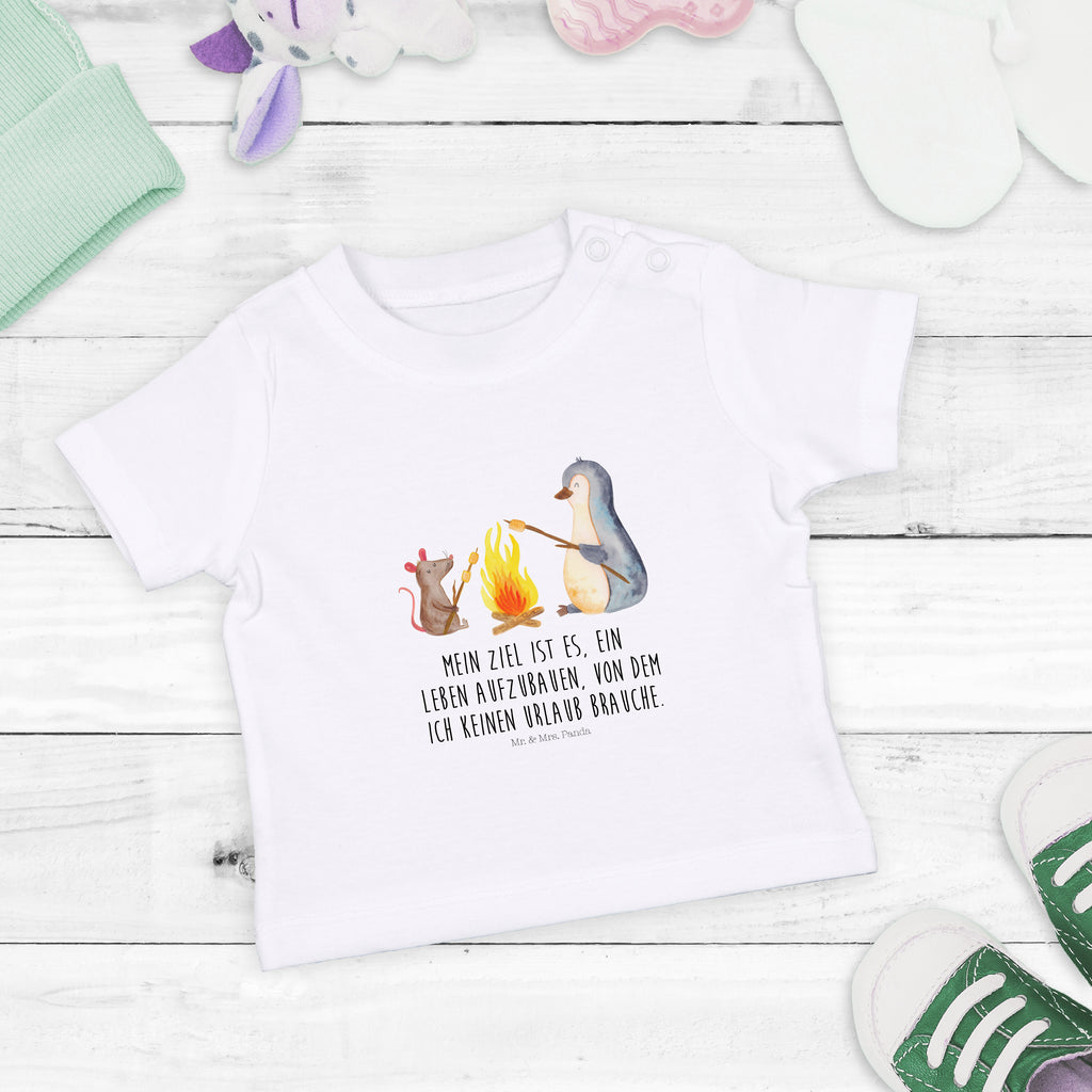 Baby T-Shirt Pinguin Lagerfeuer Pinguin, Maus, Pinguine, Lagerfeuer, Leben, Arbeit, Job, Motivation, Büro, Büroalltag, Lebensspruch, Lebensmotivation, Neustart, Liebe, grillen, Feuer, Marshmallows Mädchen,Jungen,Unisex,Motiv,Baby T-Shirt,Kurzarm  Pinguin