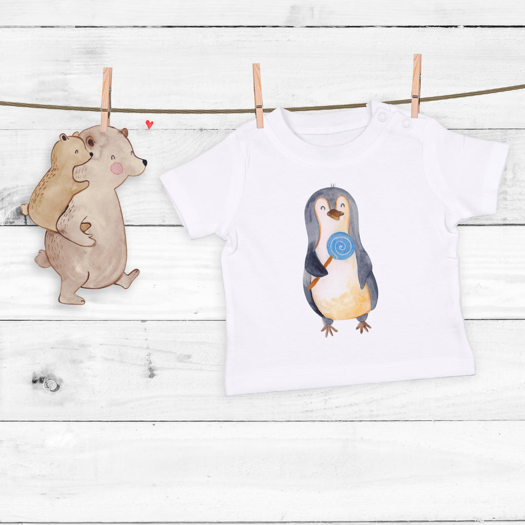 Baby T-Shirt Pinguin Lolli Pinguin, Pinguine, Lolli, Süßigkeiten, Blödsinn, Spruch, Rebell, Gauner, Ganove, Rabauke Mädchen,Jungen,Unisex,Motiv,Baby T-Shirt,Kurzarm  Pinguin