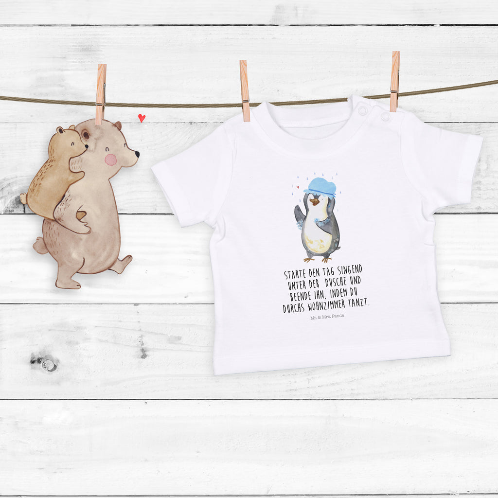 Baby T-Shirt Pinguin duscht Pinguin, Pinguine, Dusche, duschen, Lebensmotto, Motivation, Neustart, Neuanfang, glücklich sein,  Mädchen, Jungen, Unisex, Motiv ,Baby T-Shirt, Kurzarm, Shirt, Baby  Pinguin