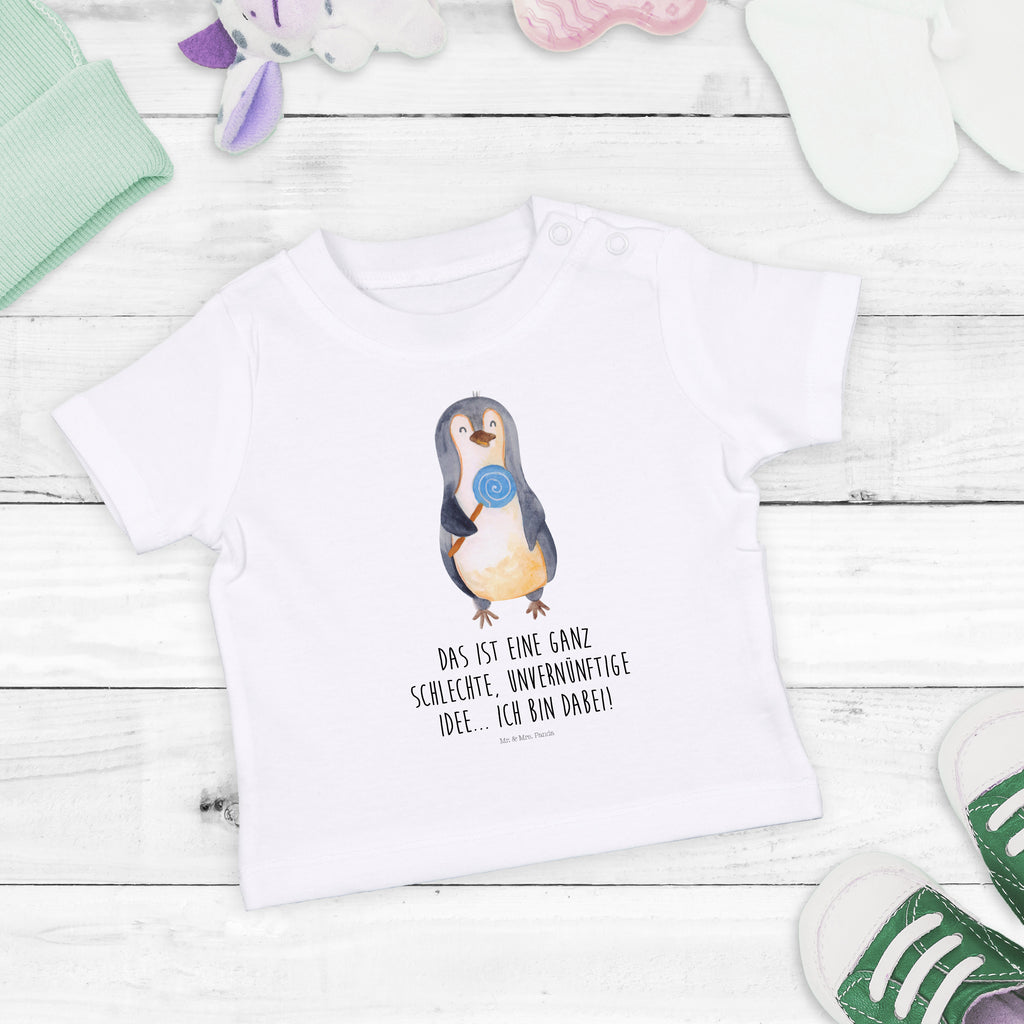 Baby T-Shirt Pinguin Lolli Pinguin, Pinguine, Lolli, Süßigkeiten, Blödsinn, Spruch, Rebell, Gauner, Ganove, Rabauke Mädchen,Jungen,Unisex,Motiv,Baby T-Shirt,Kurzarm  Pinguin