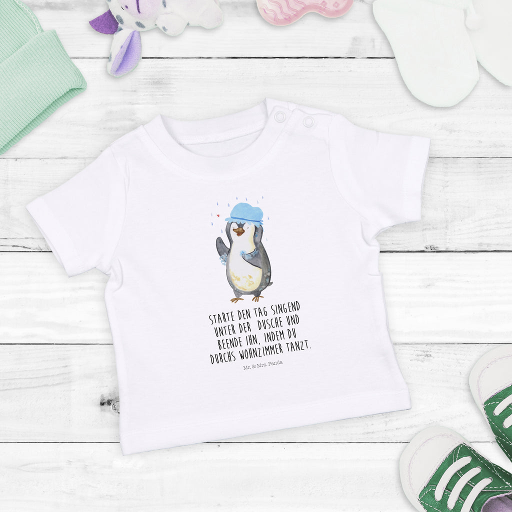 Baby T-Shirt Pinguin duscht Pinguin, Pinguine, Dusche, duschen, Lebensmotto, Motivation, Neustart, Neuanfang, glücklich sein,  Mädchen, Jungen, Unisex, Motiv ,Baby T-Shirt, Kurzarm, Shirt, Baby  Pinguin