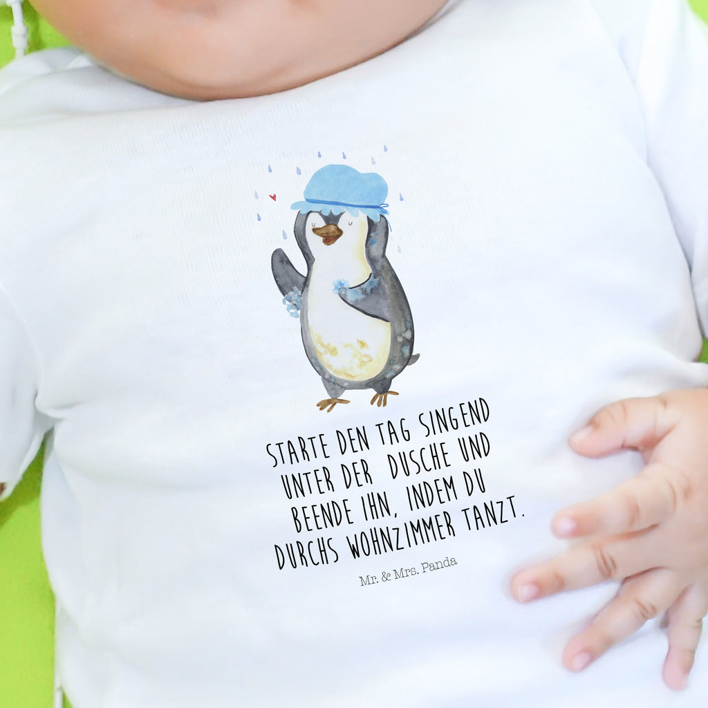 Baby T-Shirt Pinguin duscht Pinguin, Pinguine, Dusche, duschen, Lebensmotto, Motivation, Neustart, Neuanfang, glücklich sein,  Mädchen, Jungen, Unisex, Motiv ,Baby T-Shirt, Kurzarm, Shirt, Baby  Pinguin