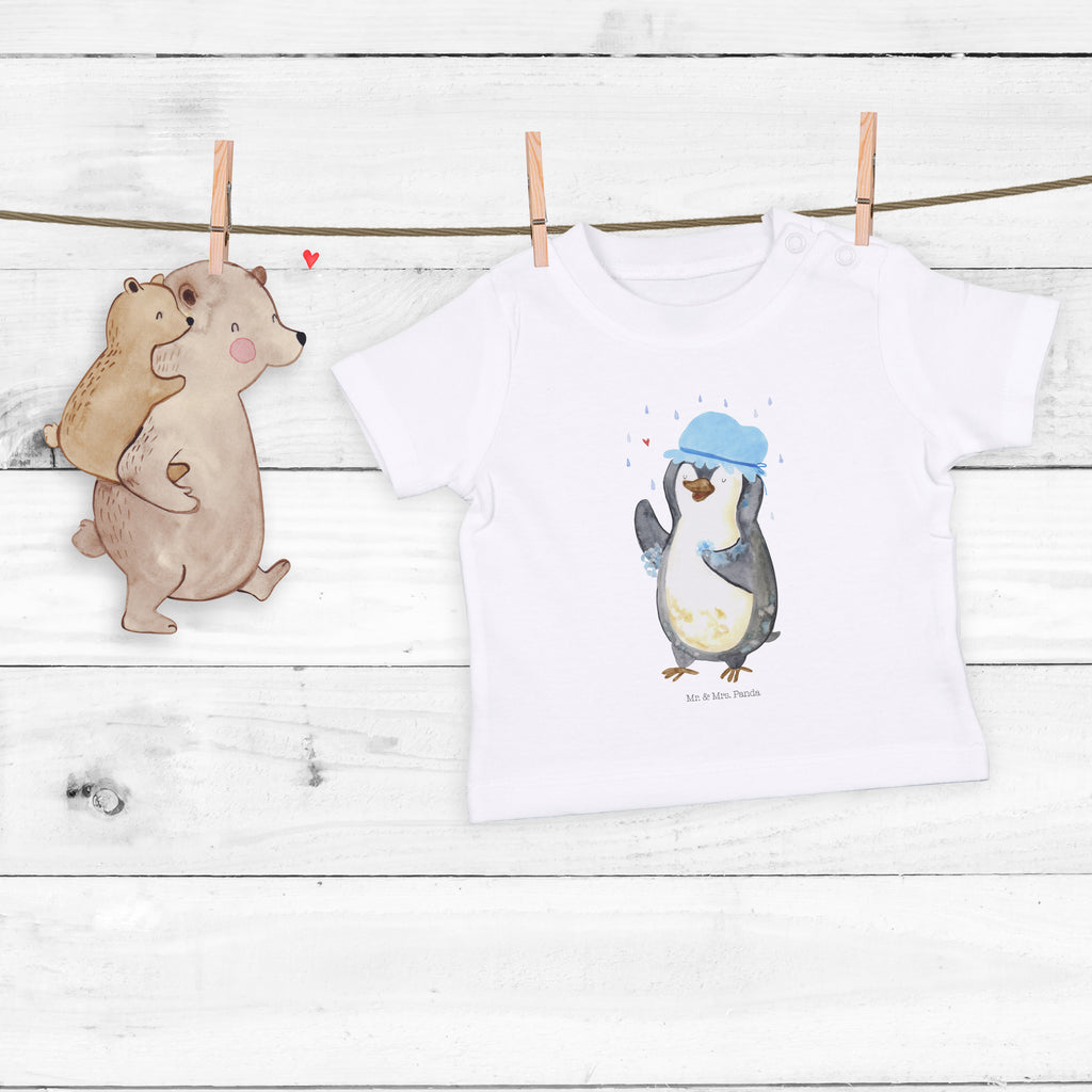 Baby T-Shirt Pinguin duscht Pinguin, Pinguine, Dusche, duschen, Lebensmotto, Motivation, Neustart, Neuanfang, glücklich sein,  Mädchen, Jungen, Unisex, Motiv ,Baby T-Shirt, Kurzarm, Shirt, Baby  Pinguin