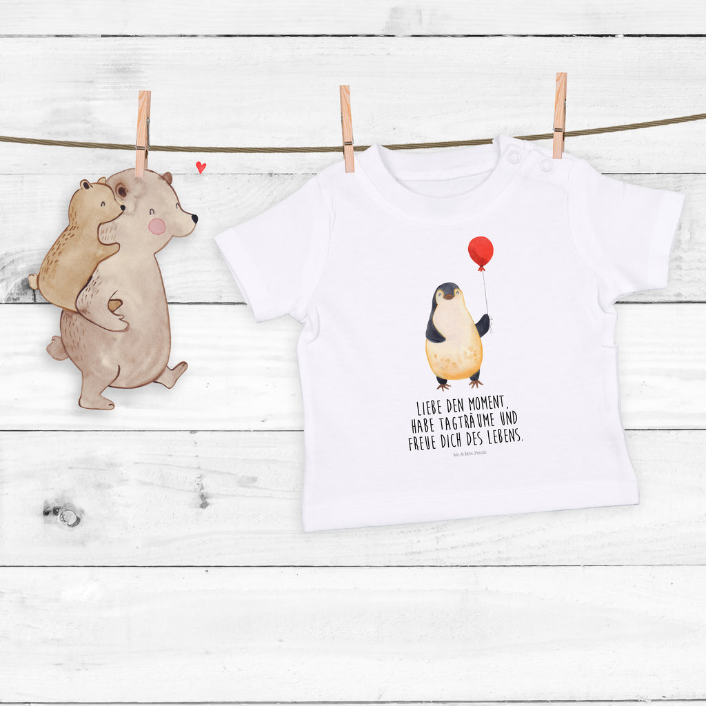 Baby T-Shirt Pinguin Luftballon Pinguin, Pinguine, Luftballon, Tagträume, Lebenslust, Geschenk Freundin, Geschenkidee, beste Freundin, Motivation, Neustart, neues Leben, Liebe, Glück Mädchen,Jungen,Unisex,Motiv,Baby T-Shirt,Kurzarm  Pinguin