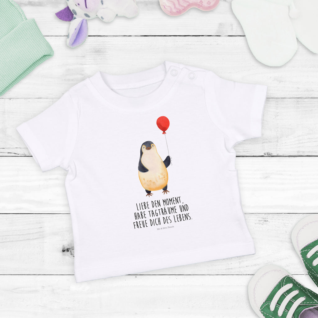 Baby T-Shirt Pinguin Luftballon Pinguin, Pinguine, Luftballon, Tagträume, Lebenslust, Geschenk Freundin, Geschenkidee, beste Freundin, Motivation, Neustart, neues Leben, Liebe, Glück Mädchen,Jungen,Unisex,Motiv,Baby T-Shirt,Kurzarm  Pinguin