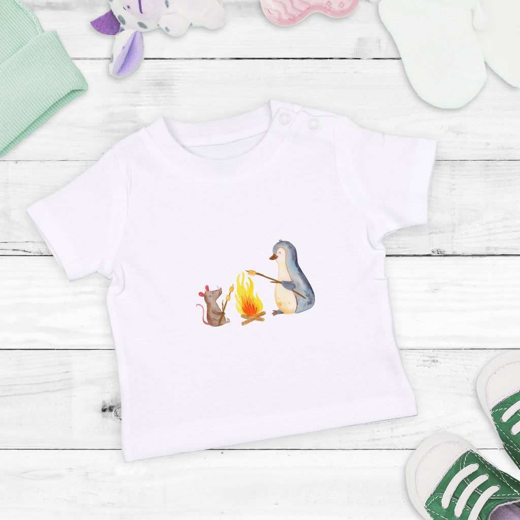 Baby T-Shirt Pinguin Lagerfeuer Pinguin, Maus, Pinguine, Lagerfeuer, Leben, Arbeit, Job, Motivation, Büro, Büroalltag, Lebensspruch, Lebensmotivation, Neustart, Liebe, grillen, Feuer, Marshmallows Mädchen,Jungen,Unisex,Motiv,Baby T-Shirt,Kurzarm  Pinguin
