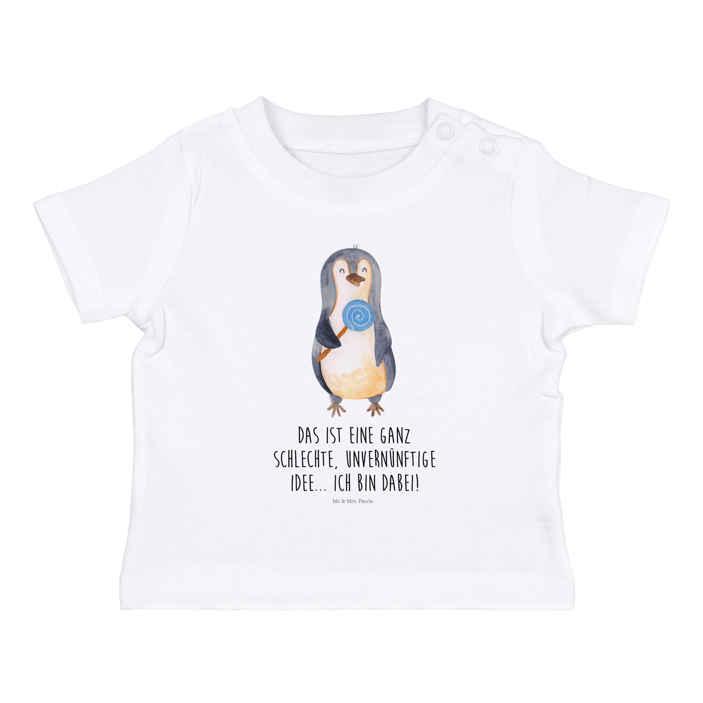 Baby T-Shirt Pinguin Lolli Pinguin, Pinguine, Lolli, Süßigkeiten, Blödsinn, Spruch, Rebell, Gauner, Ganove, Rabauke Mädchen,Jungen,Unisex,Motiv,Baby T-Shirt,Kurzarm  Pinguin