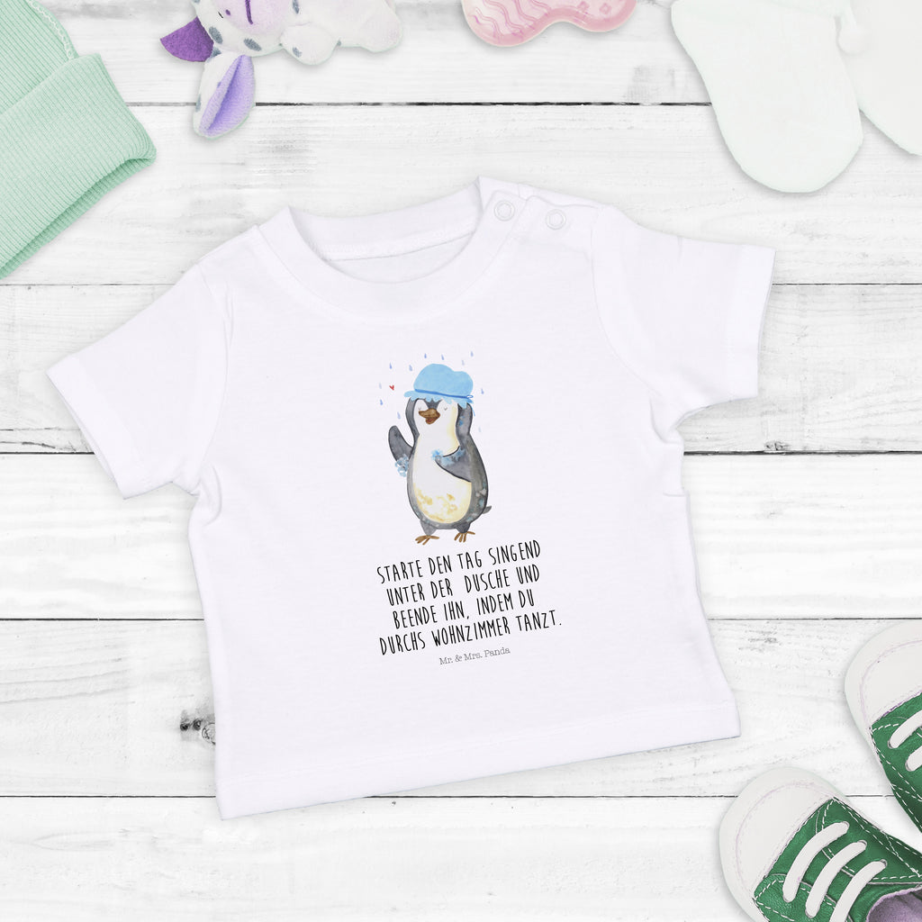 Baby T-Shirt Pinguin duscht Pinguin, Pinguine, Dusche, duschen, Lebensmotto, Motivation, Neustart, Neuanfang, glücklich sein,  Mädchen, Jungen, Unisex, Motiv ,Baby T-Shirt, Kurzarm, Shirt, Baby  Pinguin