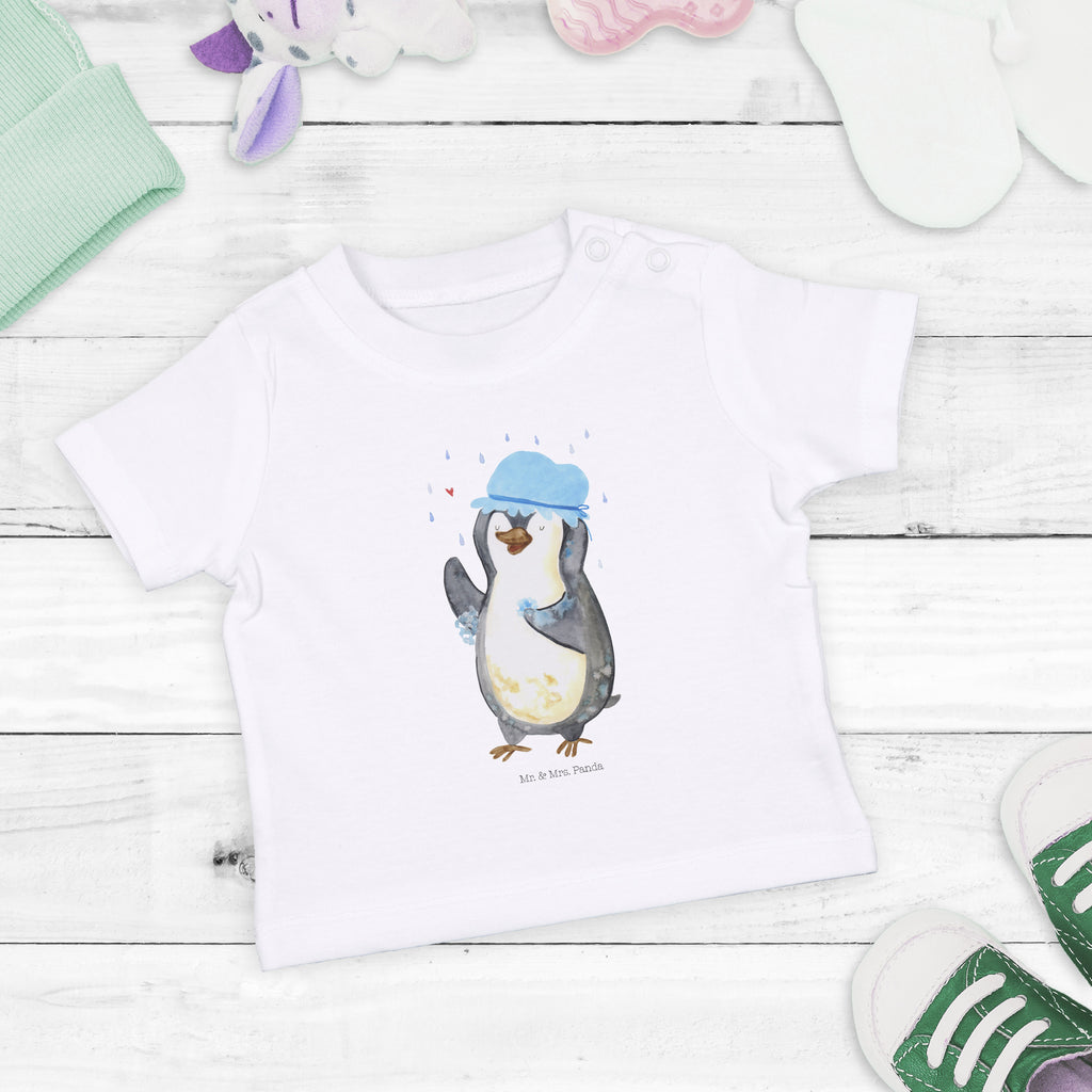 Baby T-Shirt Pinguin duscht Pinguin, Pinguine, Dusche, duschen, Lebensmotto, Motivation, Neustart, Neuanfang, glücklich sein,  Mädchen, Jungen, Unisex, Motiv ,Baby T-Shirt, Kurzarm, Shirt, Baby  Pinguin