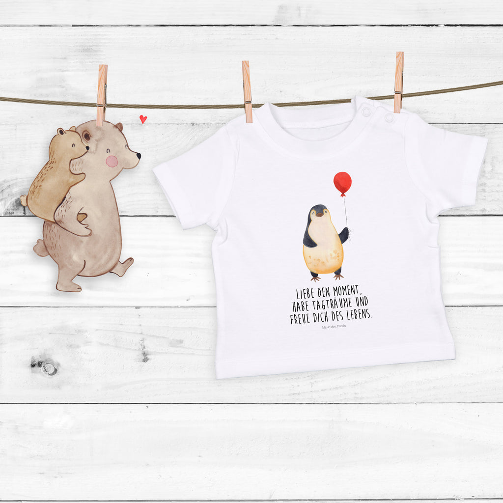 Baby T-Shirt Pinguin Luftballon Pinguin, Pinguine, Luftballon, Tagträume, Lebenslust, Geschenk Freundin, Geschenkidee, beste Freundin, Motivation, Neustart, neues Leben, Liebe, Glück Mädchen,Jungen,Unisex,Motiv,Baby T-Shirt,Kurzarm  Pinguin