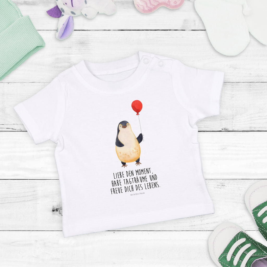 Baby T-Shirt Pinguin Luftballon Pinguin, Pinguine, Luftballon, Tagträume, Lebenslust, Geschenk Freundin, Geschenkidee, beste Freundin, Motivation, Neustart, neues Leben, Liebe, Glück Mädchen,Jungen,Unisex,Motiv,Baby T-Shirt,Kurzarm  Pinguin