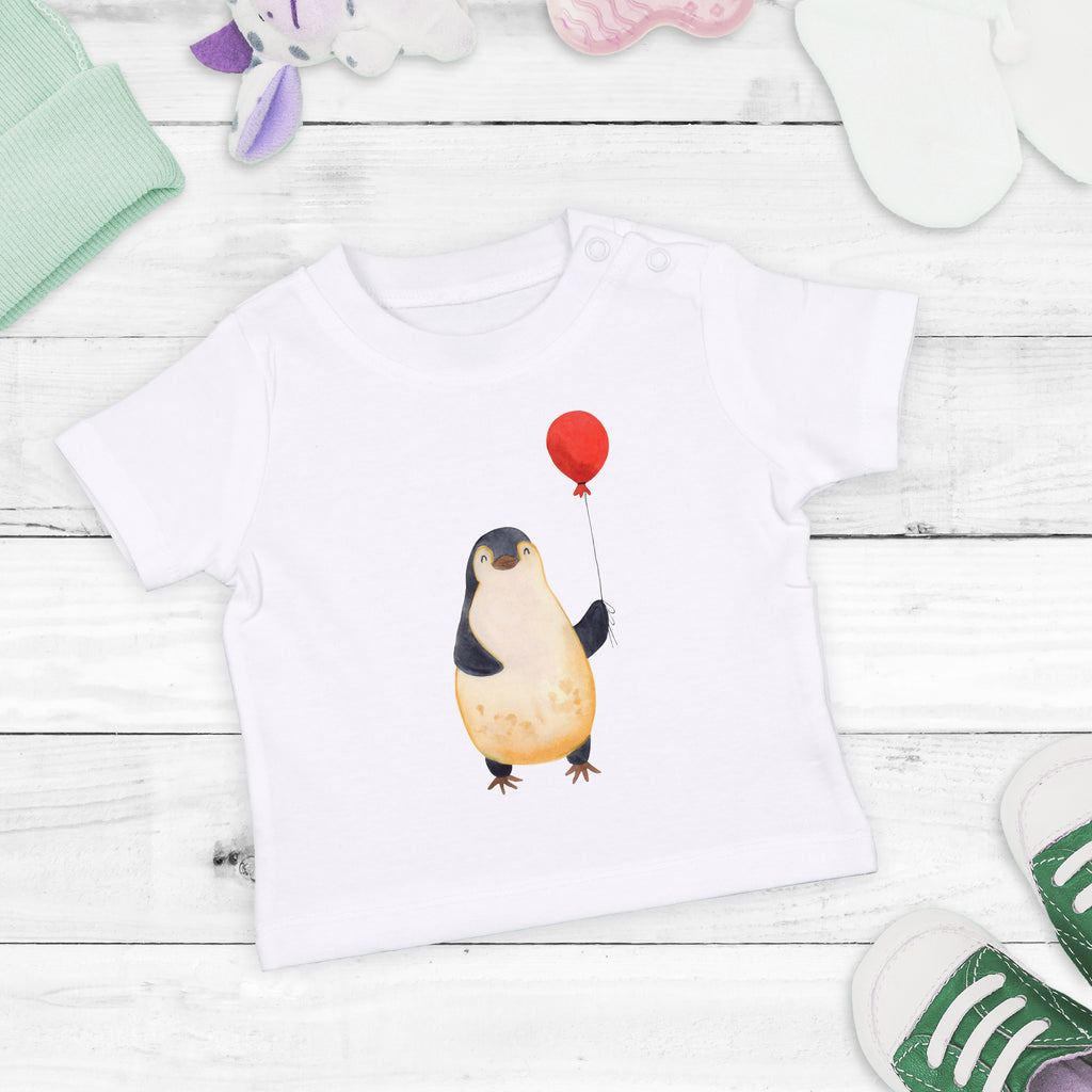 Baby T-Shirt Pinguin Luftballon Pinguin, Pinguine, Luftballon, Tagträume, Lebenslust, Geschenk Freundin, Geschenkidee, beste Freundin, Motivation, Neustart, neues Leben, Liebe, Glück Mädchen,Jungen,Unisex,Motiv,Baby T-Shirt,Kurzarm  Pinguin