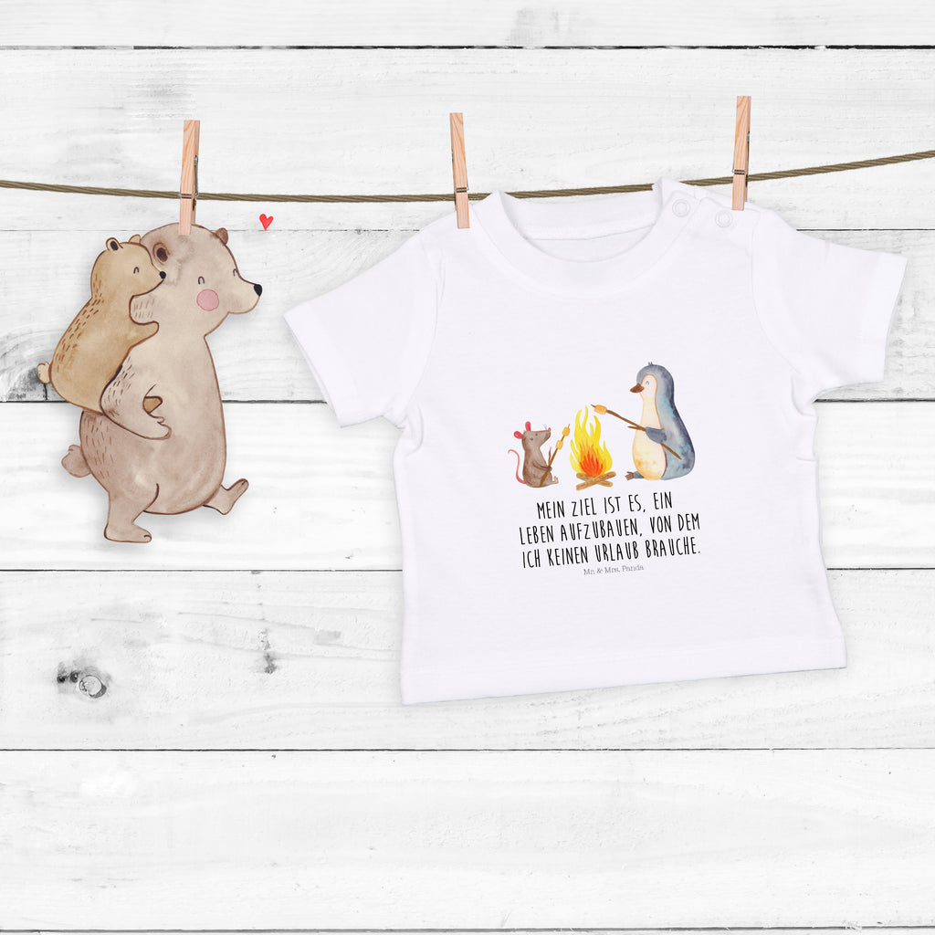 Baby T-Shirt Pinguin Lagerfeuer Pinguin, Maus, Pinguine, Lagerfeuer, Leben, Arbeit, Job, Motivation, Büro, Büroalltag, Lebensspruch, Lebensmotivation, Neustart, Liebe, grillen, Feuer, Marshmallows Mädchen,Jungen,Unisex,Motiv,Baby T-Shirt,Kurzarm  Pinguin