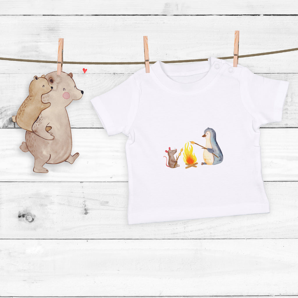 Baby T-Shirt Pinguin Lagerfeuer Pinguin, Maus, Pinguine, Lagerfeuer, Leben, Arbeit, Job, Motivation, Büro, Büroalltag, Lebensspruch, Lebensmotivation, Neustart, Liebe, grillen, Feuer, Marshmallows Mädchen,Jungen,Unisex,Motiv,Baby T-Shirt,Kurzarm  Pinguin