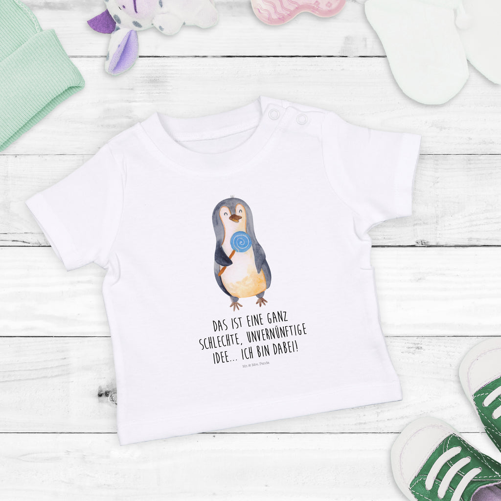 Baby T-Shirt Pinguin Lolli Pinguin, Pinguine, Lolli, Süßigkeiten, Blödsinn, Spruch, Rebell, Gauner, Ganove, Rabauke Mädchen,Jungen,Unisex,Motiv,Baby T-Shirt,Kurzarm  Pinguin