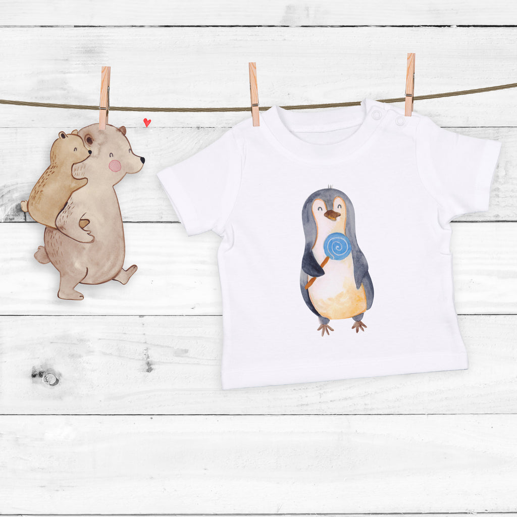 Baby T-Shirt Pinguin Lolli Pinguin, Pinguine, Lolli, Süßigkeiten, Blödsinn, Spruch, Rebell, Gauner, Ganove, Rabauke Mädchen,Jungen,Unisex,Motiv,Baby T-Shirt,Kurzarm  Pinguin