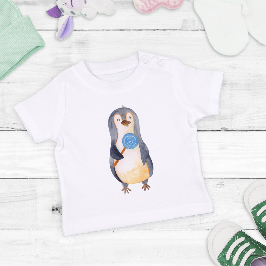 Baby T-Shirt Pinguin Lolli Pinguin, Pinguine, Lolli, Süßigkeiten, Blödsinn, Spruch, Rebell, Gauner, Ganove, Rabauke Mädchen,Jungen,Unisex,Motiv,Baby T-Shirt,Kurzarm  Pinguin