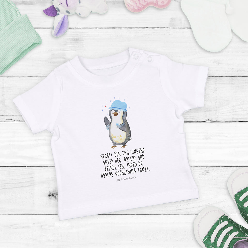 Baby T-Shirt Pinguin duscht Pinguin, Pinguine, Dusche, duschen, Lebensmotto, Motivation, Neustart, Neuanfang, glücklich sein,  Mädchen, Jungen, Unisex, Motiv ,Baby T-Shirt, Kurzarm, Shirt, Baby  Pinguin