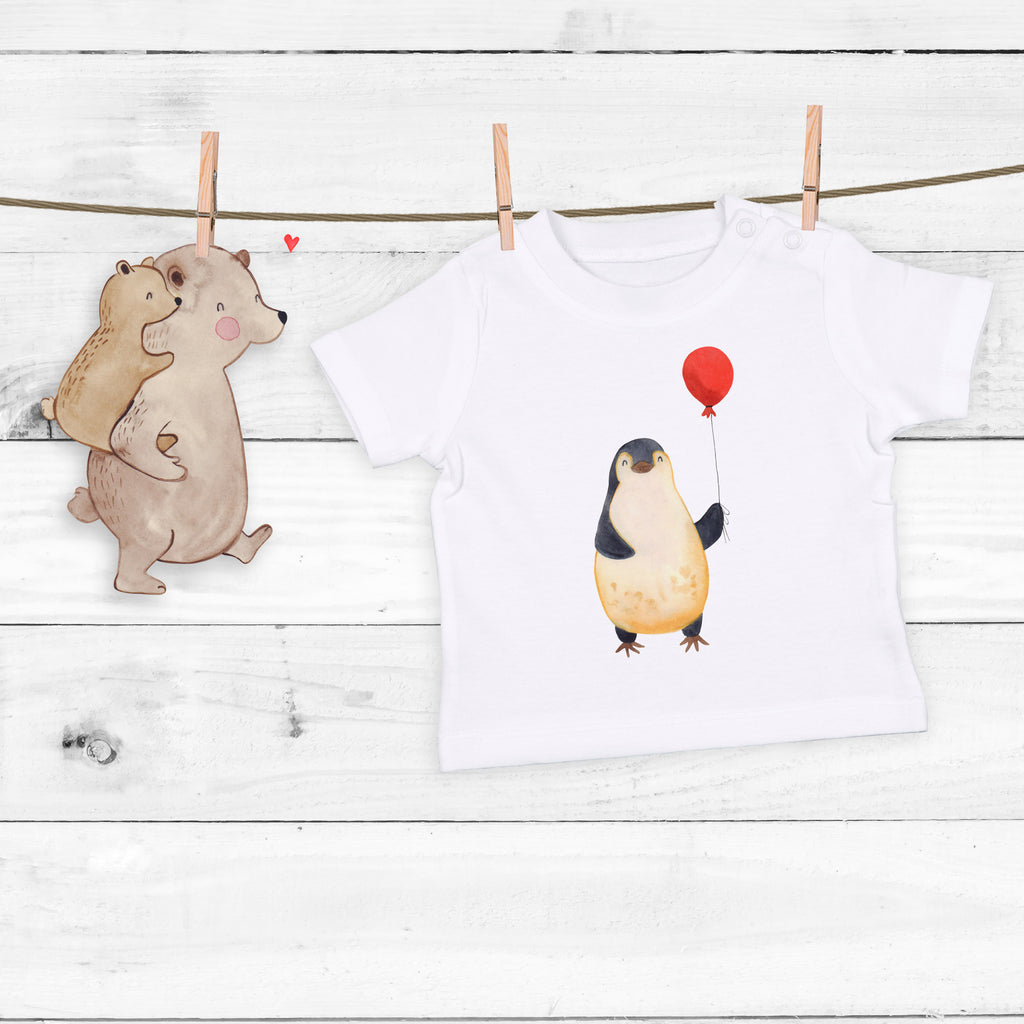 Baby T-Shirt Pinguin Luftballon Pinguin, Pinguine, Luftballon, Tagträume, Lebenslust, Geschenk Freundin, Geschenkidee, beste Freundin, Motivation, Neustart, neues Leben, Liebe, Glück Mädchen,Jungen,Unisex,Motiv,Baby T-Shirt,Kurzarm  Pinguin