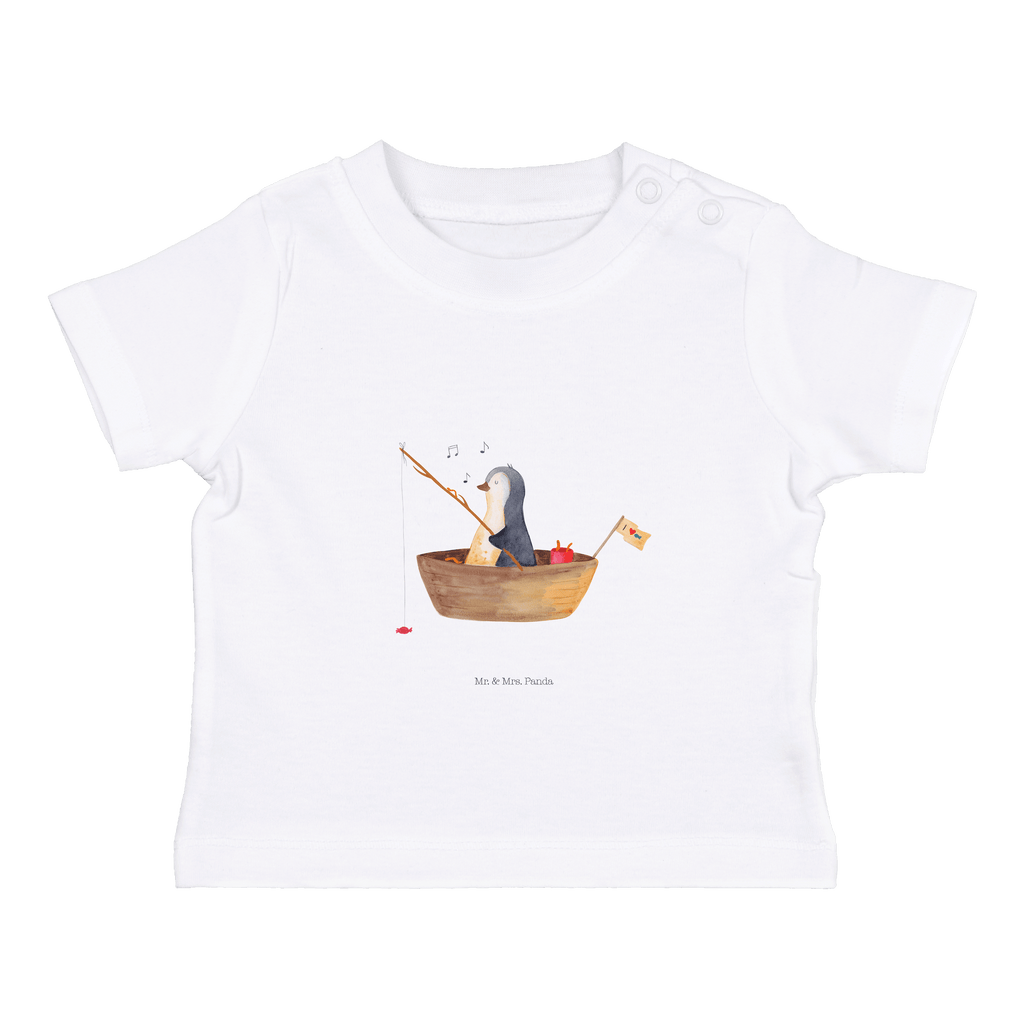 Baby T-Shirt Pinguin Angelboot Pinguin, Pinguine, Angeln, Boot, Angelboot, Lebenslust, Leben, genießen, Motivation, Neustart, Neuanfang, Trennung, Scheidung, Geschenkidee Liebeskummer,	 Mädchen,Jungen,Unisex,Motiv,Baby T-Shirt,Kurzarm  Pinguin