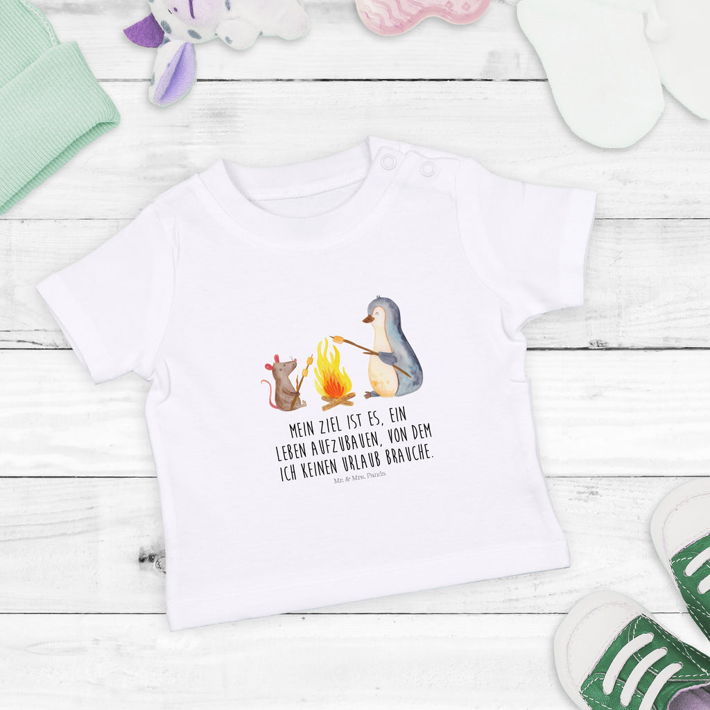 Baby T-Shirt Pinguin Lagerfeuer Pinguin, Maus, Pinguine, Lagerfeuer, Leben, Arbeit, Job, Motivation, Büro, Büroalltag, Lebensspruch, Lebensmotivation, Neustart, Liebe, grillen, Feuer, Marshmallows Mädchen,Jungen,Unisex,Motiv,Baby T-Shirt,Kurzarm  Pinguin