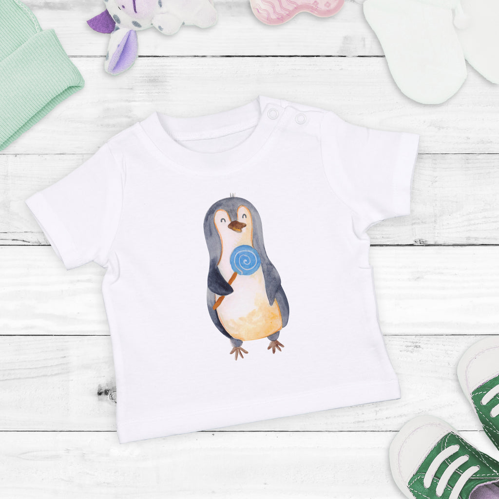 Baby T-Shirt Pinguin Lolli Pinguin, Pinguine, Lolli, Süßigkeiten, Blödsinn, Spruch, Rebell, Gauner, Ganove, Rabauke Mädchen,Jungen,Unisex,Motiv,Baby T-Shirt,Kurzarm  Pinguin