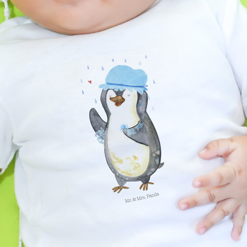 Baby T-Shirt Pinguin duscht Pinguin, Pinguine, Dusche, duschen, Lebensmotto, Motivation, Neustart, Neuanfang, glücklich sein,  Mädchen, Jungen, Unisex, Motiv ,Baby T-Shirt, Kurzarm, Shirt, Baby  Pinguin