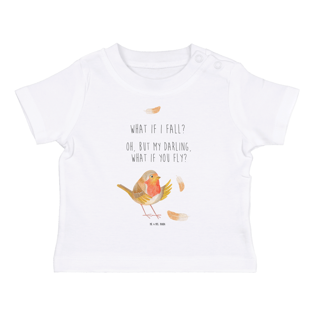 Baby T-Shirt Rotkehlchen mit Federn What if i fall, Rotkehlchen, Spruch Motivation, Spruch Mut, Vogel, Motivation Sprüche, Motivationsbilder, fliegen  Mädchen,Jungen,Unisex,Motiv,Baby T-Shirt,Kurzarm  süße Tiermotive, gute Laune, lustige Sprüche, Tiere