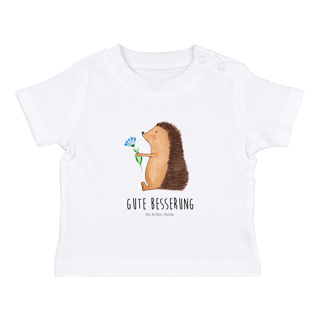 Baby T-Shirt Igel mit Blume Igel, Gute Besserung, Genesungswünsche, Krankheit, Krankenhaus, krank, Besuch Mädchen,Jungen,Unisex,Motiv,Baby T-Shirt,Kurzarm  süße Tiermotive, gute Laune, lustige Sprüche, Tiere