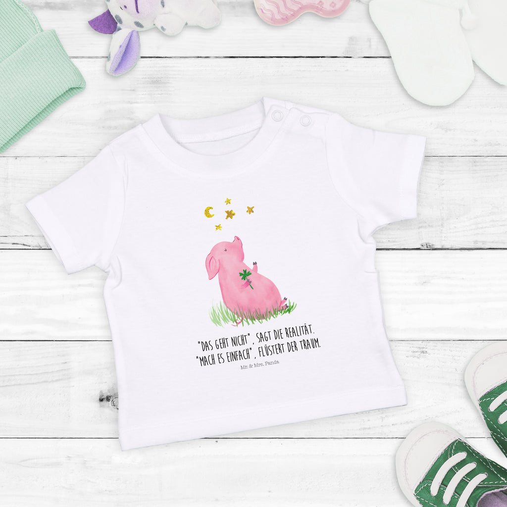 Baby T-Shirt Glücksschwein Glücksschwein. Glück, Schwein, Schweinchen, Sterne, Sernchen, Ziele, Träume, Motivation, Glücksbringer Mädchen,Jungen,Unisex,Motiv,Baby T-Shirt,Kurzarm  süße Tiermotive, gute Laune, lustige Sprüche, Tiere