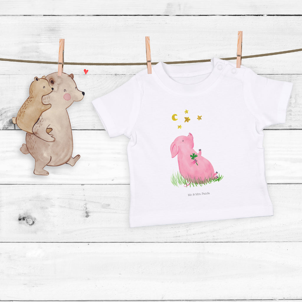 Baby T-Shirt Glücksschwein Glücksschwein. Glück, Schwein, Schweinchen, Sterne, Sernchen, Ziele, Träume, Motivation, Glücksbringer Mädchen,Jungen,Unisex,Motiv,Baby T-Shirt,Kurzarm  süße Tiermotive, gute Laune, lustige Sprüche, Tiere