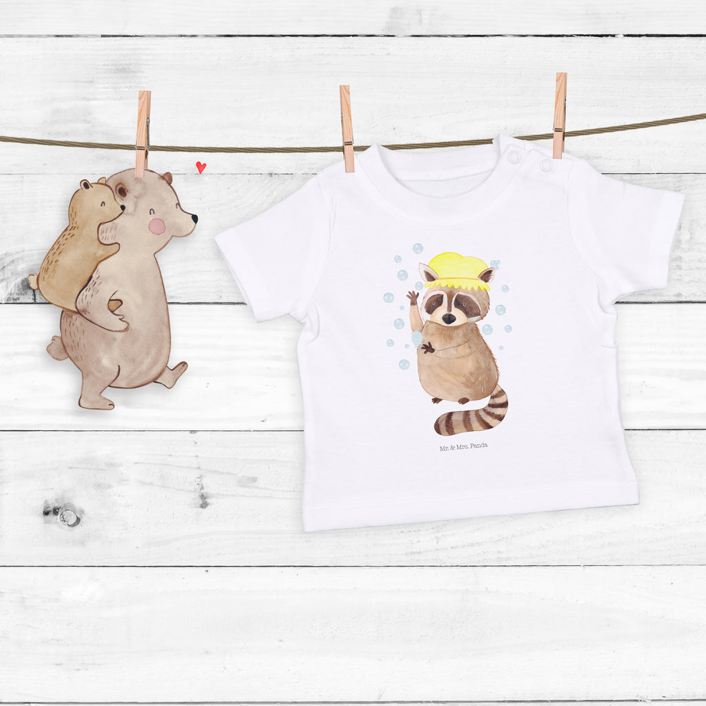 Baby T-Shirt Waschbär Waschbär, Tagträumen, Plan, Fröhlich, waschen, Seifenblasen Mädchen,Jungen,Unisex,Motiv,Baby T-Shirt,Kurzarm  süße Tiermotive, gute Laune, lustige Sprüche, Tiere
