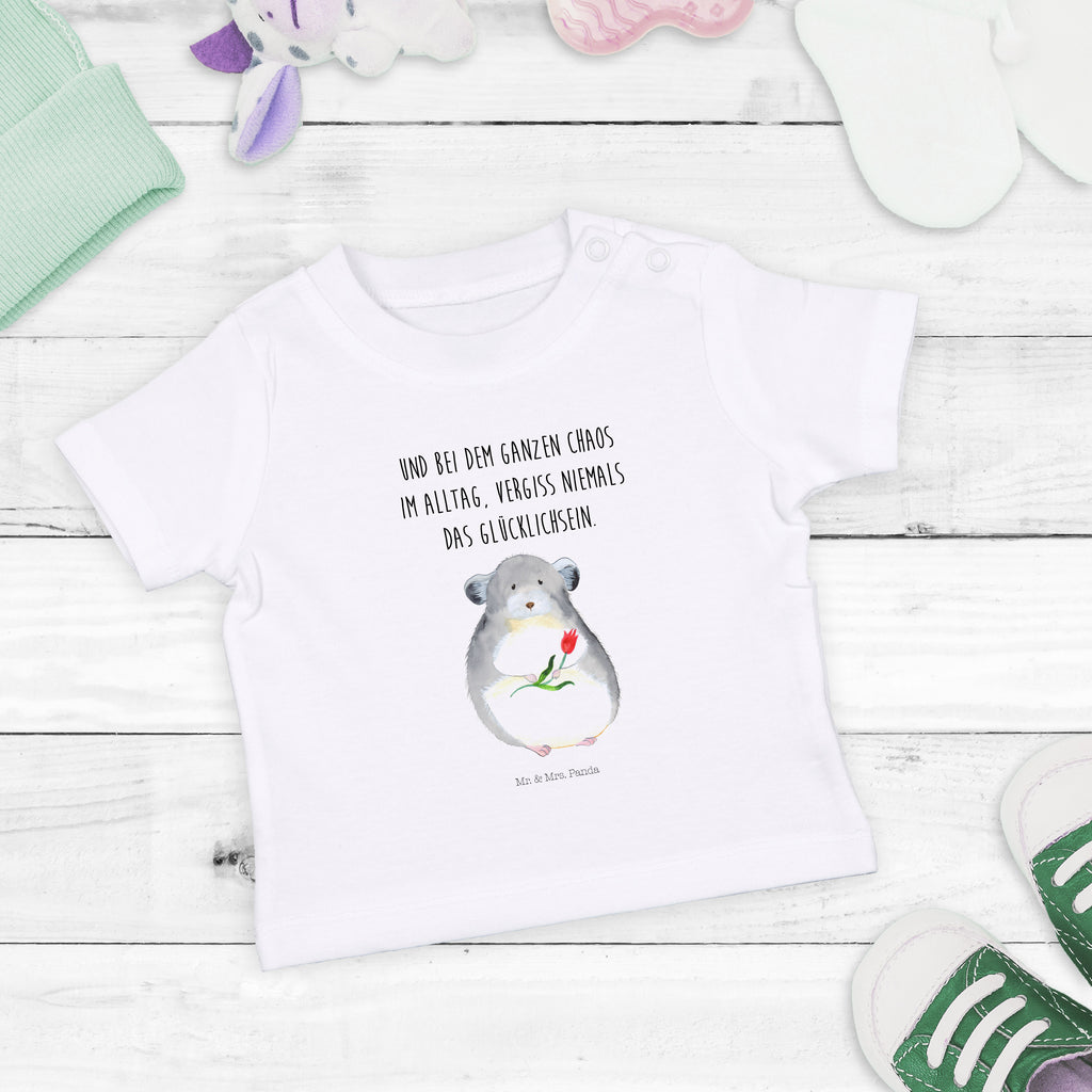 Baby T-Shirt Chinchilla mit Blume Chinchilla, Chinchillas, Liebeskummer, Kummer, Depressionen, traurig sein, Chaos, Glücklichsein, Büro, Büroalltag Mädchen,Jungen,Unisex,Motiv,Baby T-Shirt,Kurzarm  süße Tiermotive, gute Laune, lustige Sprüche, Tiere