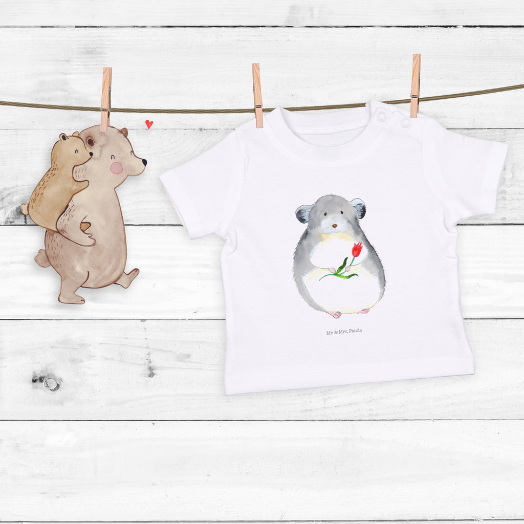 Baby T-Shirt Chinchilla mit Blume Chinchilla, Chinchillas, Liebeskummer, Kummer, Depressionen, traurig sein, Chaos, Glücklichsein, Büro, Büroalltag Mädchen,Jungen,Unisex,Motiv,Baby T-Shirt,Kurzarm  süße Tiermotive, gute Laune, lustige Sprüche, Tiere