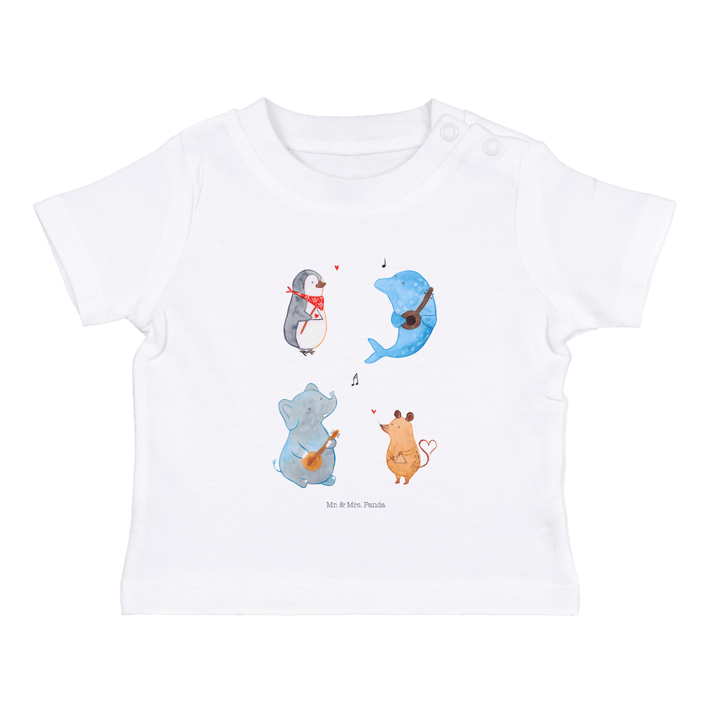 Baby T-Shirt Big Band Hund, Pinguin, Maus, Elefant, Delfin, Gitarre, Band, Triangel, Musikanten, Musik Mädchen,Jungen,Unisex,Motiv,Baby T-Shirt,Kurzarm  süße Tiermotive, gute Laune, lustige Sprüche, Tiere