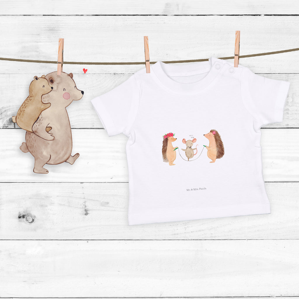Baby T-Shirt Igel Seilhüpfen Igel, Maus, Seilspringen, Seilhüpfen, Kinder, Kindergarten Mädchen,Jungen,Unisex,Motiv,Baby T-Shirt,Kurzarm  süße Tiermotive, gute Laune, lustige Sprüche, Tiere