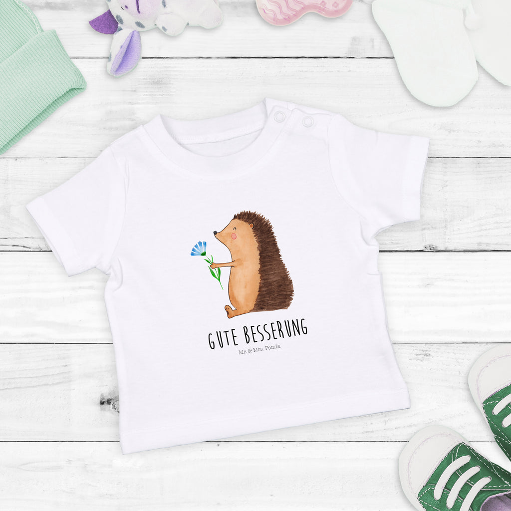 Baby T-Shirt Igel mit Blume Igel, Gute Besserung, Genesungswünsche, Krankheit, Krankenhaus, krank, Besuch Mädchen,Jungen,Unisex,Motiv,Baby T-Shirt,Kurzarm  süße Tiermotive, gute Laune, lustige Sprüche, Tiere