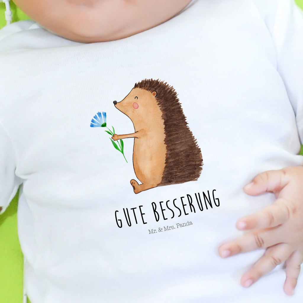 Baby T-Shirt Igel mit Blume Igel, Gute Besserung, Genesungswünsche, Krankheit, Krankenhaus, krank, Besuch Mädchen,Jungen,Unisex,Motiv,Baby T-Shirt,Kurzarm  süße Tiermotive, gute Laune, lustige Sprüche, Tiere