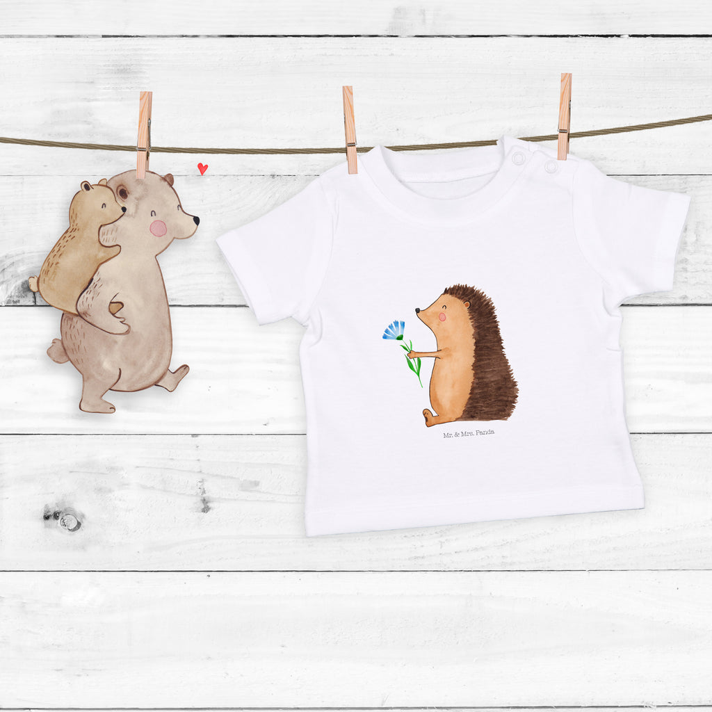 Baby T-Shirt Igel mit Blume Igel, Gute Besserung, Genesungswünsche, Krankheit, Krankenhaus, krank, Besuch Mädchen,Jungen,Unisex,Motiv,Baby T-Shirt,Kurzarm  süße Tiermotive, gute Laune, lustige Sprüche, Tiere