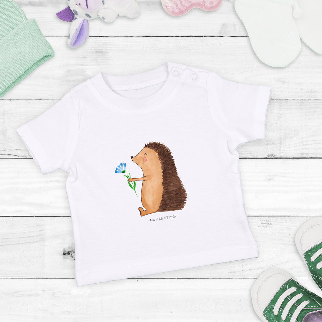 Baby T-Shirt Igel mit Blume Igel, Gute Besserung, Genesungswünsche, Krankheit, Krankenhaus, krank, Besuch Mädchen,Jungen,Unisex,Motiv,Baby T-Shirt,Kurzarm  süße Tiermotive, gute Laune, lustige Sprüche, Tiere