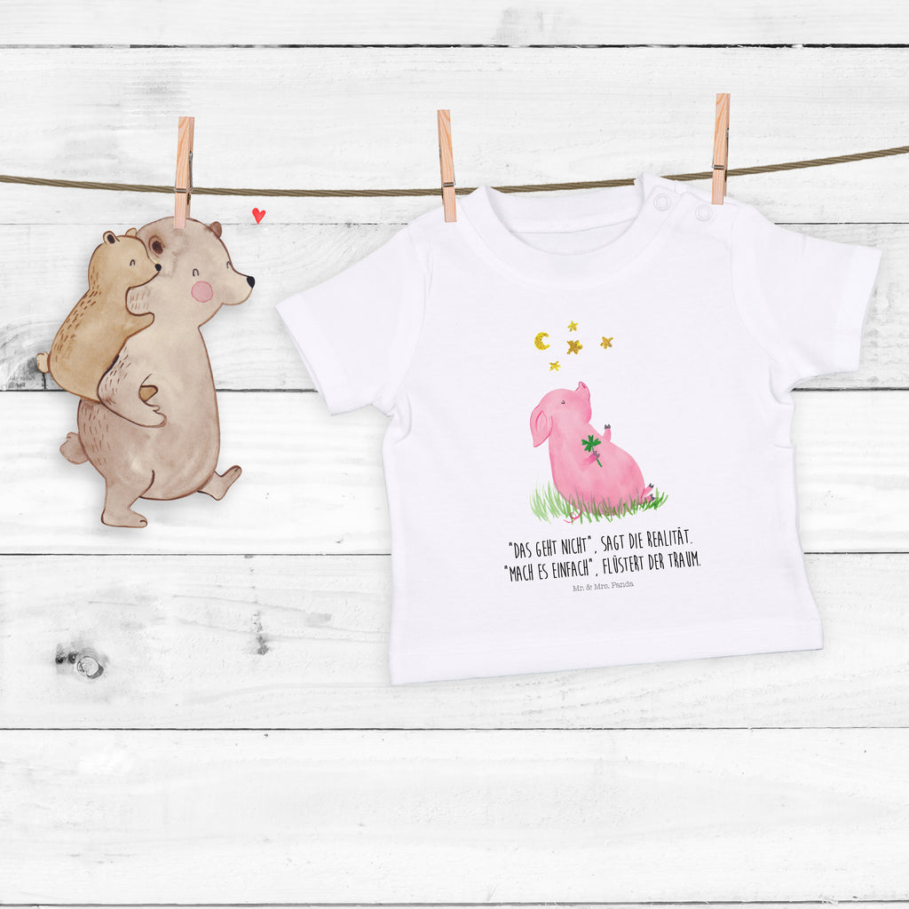 Baby T-Shirt Glücksschwein Glücksschwein. Glück, Schwein, Schweinchen, Sterne, Sernchen, Ziele, Träume, Motivation, Glücksbringer Mädchen,Jungen,Unisex,Motiv,Baby T-Shirt,Kurzarm  süße Tiermotive, gute Laune, lustige Sprüche, Tiere